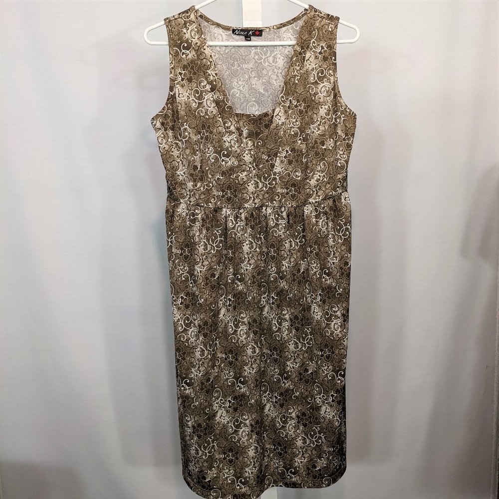 Nina K Taupe Print Dress